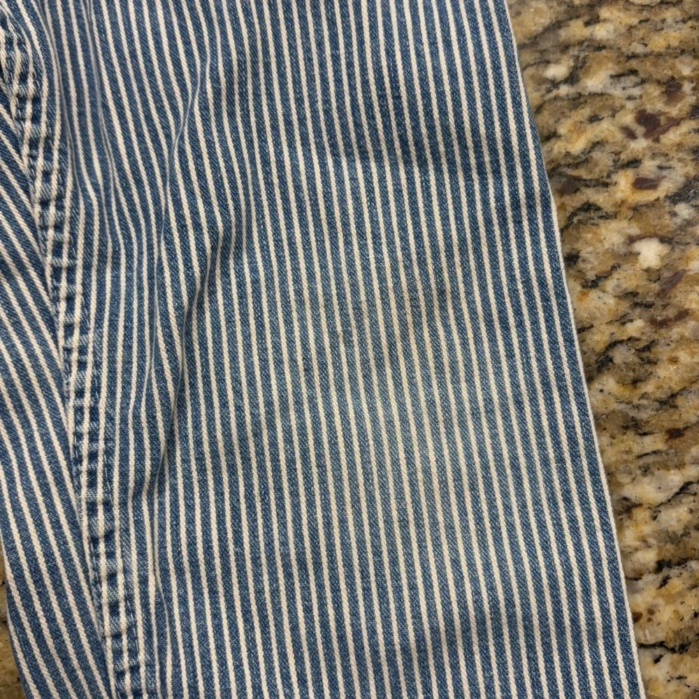 Vintage OshKosh Bgosh Kids 4T Stripe Denim Vestbak Overalls Blue White USA